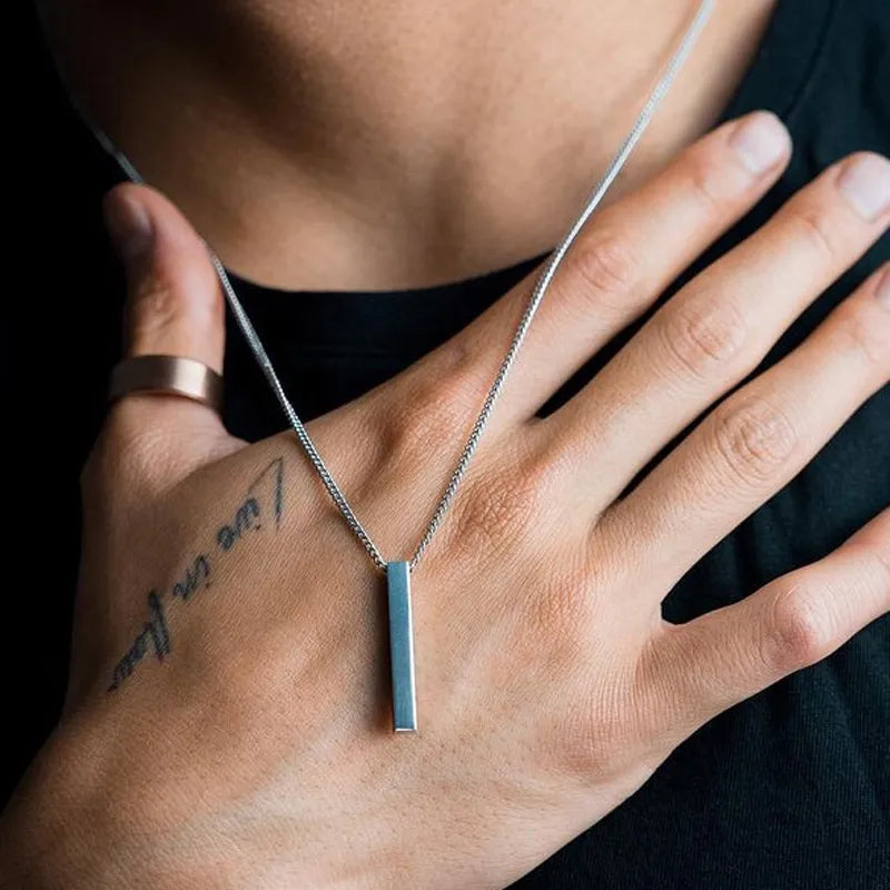 Stainless Steel | Gold/Black/Silver Rectangle Pendant Necklace