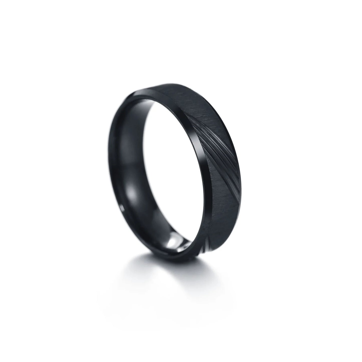 Fortis | 6mm Charcoal Black Steel Ring Style 2